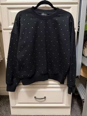 Bailey 44 Black Crewneck Sweatshirt with Silver Studs